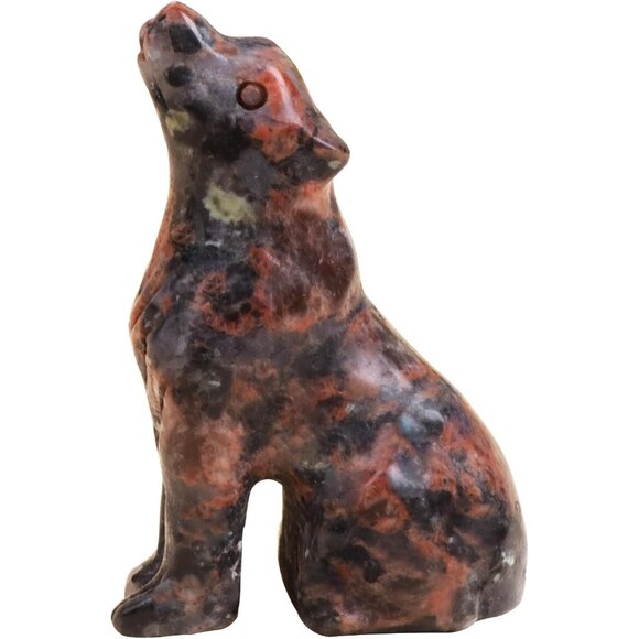 2.1 Inch Mahogany Obsidian Wolf Healing Crystal Stone Energy Gemstones Statue - Picture 1 of 6